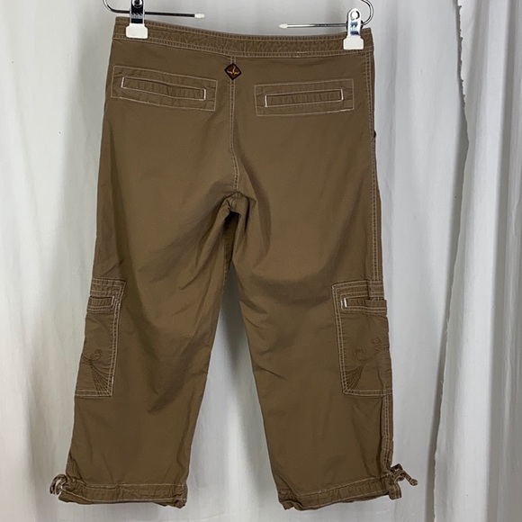PRANA S Tan Cargo Capri Cropped Pants Embroidered - Picture 6 of 8